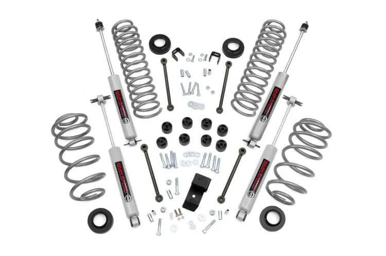 Rough Country 3.25 In Lift Kit with Shocks 97-06 Wrangler 6Cyl.